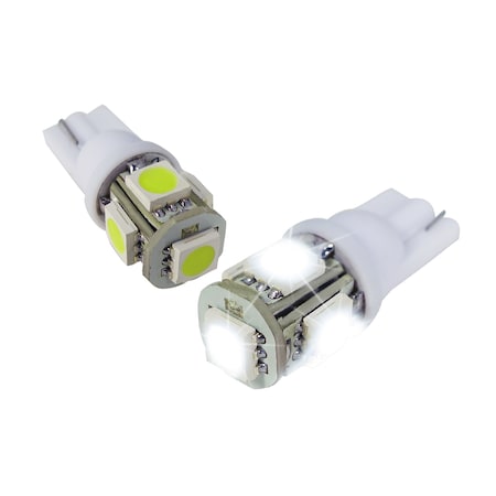 Spec-D Tuning 5 Smd T10 194 Wedge Bulb White 12V 2Pc LED-194WH-03